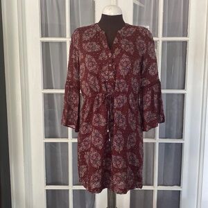 NWT Skies are Blue Tie Waist Paisley Floral Print Boho Dress Size 8